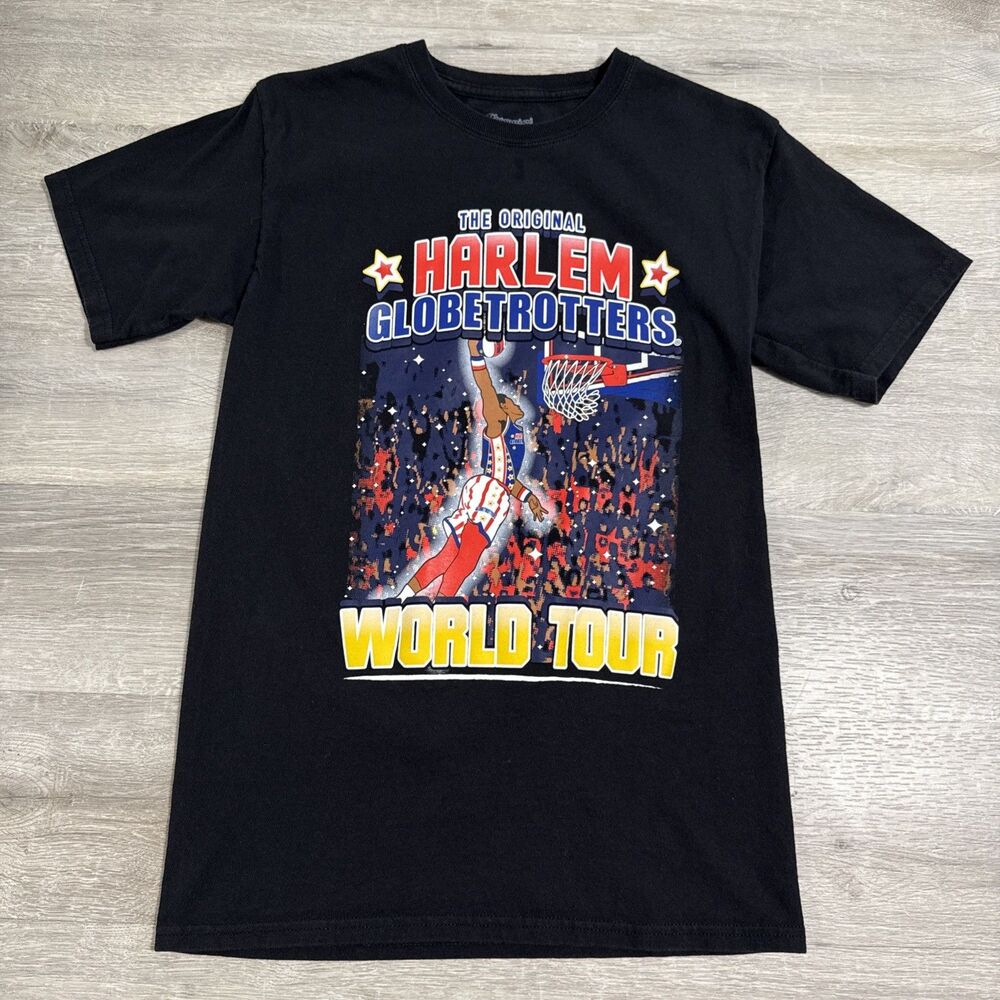Harlem Globetrotters Shirt World Tour Champion Men’s Small Black Basketball